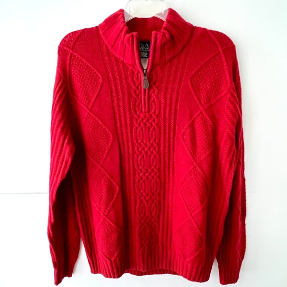 Jos. A. Bank Executive Collection 1/4 Zip, Red Pullover Sweater, Size L , NEW! - Picture 1 of 13
